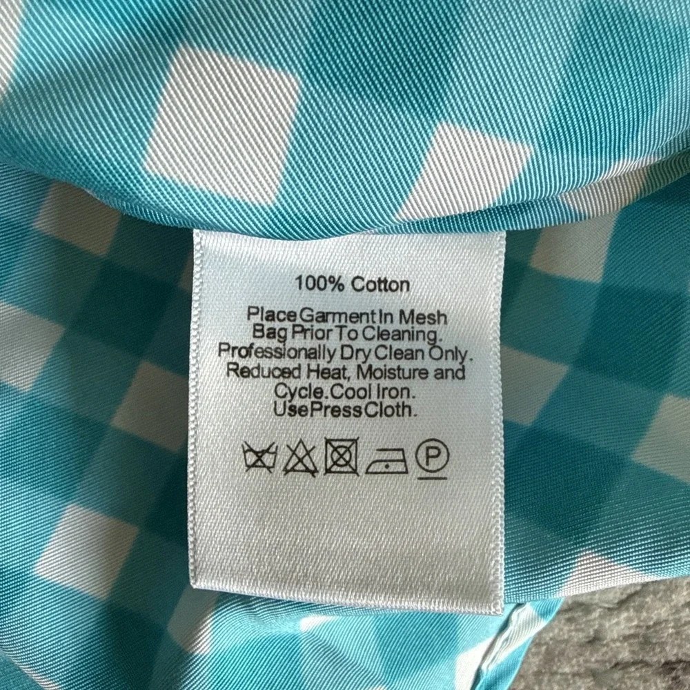 Kate Spade Gingham Fey Top Firoza Spring Sz 6‎
